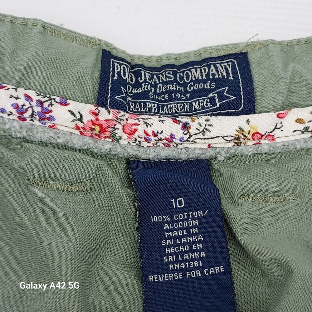 Polo Jeans Co Ralph Lauren Womens Green Cotton Cargo Utility Shorts Size 10
